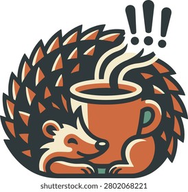 Hedgehog coffee illustration featuring a cute animal enjoying a warm beverage. This cozy design is perfect for cafe branding, morning routine stickers, autumn stationery, and social media graphics. Fully scalable and editable vector file.
