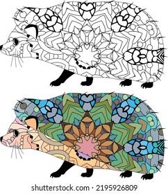 HEDGEHOG. Colorful vector object isolated on a white background for coloring. Color and outline set
