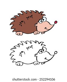 hedgehog. coloring page, funny illustration