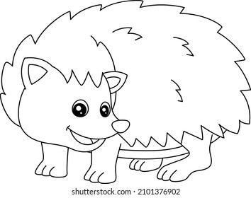 Hedgehog Coloring Page Isolated for Kids