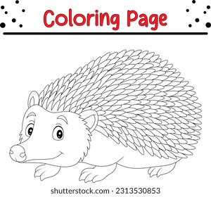 Hedgehog coloring page for kids. jungle animal coloring book for children.