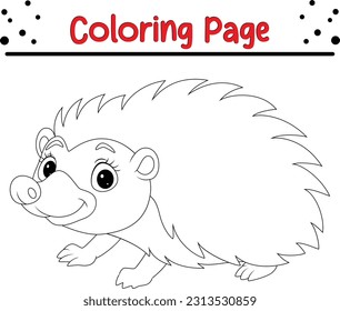 Hedgehog coloring page for kids. jungle animal coloring book for children.