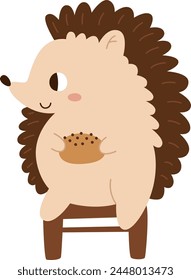 Erizo Con Ilustración vectorial De Galletas
