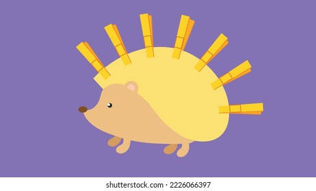 Hedgehog craft with clothespins instead of needles