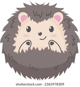 The hedgehog curled up in a ball