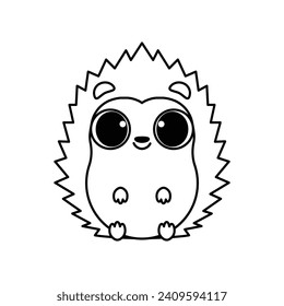 hedgehog lindo esquema de dibujo adecuado para colorear libros para niños niños de color negro y blanco hoja de actividad preescolar vector aislado