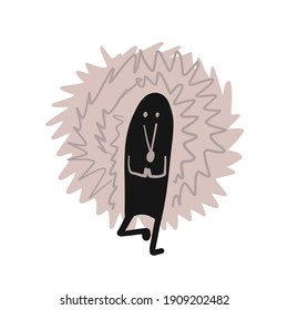 Hedgehog doing Yoga. Funny character for your design. Vector illustration.