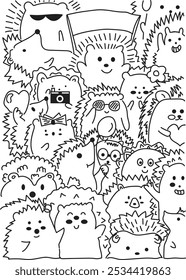 Hedgehog Doodle Art Vector Illustration