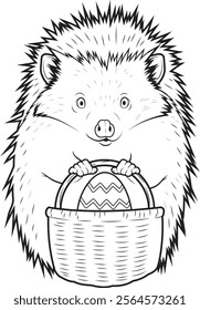 Hedgehog Easter Easter egg Basket Animal Vector Graphic Art Illustration