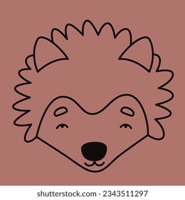 Hedgehog face in doodle style. Cute forest animal.