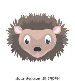 Hedgehog face front view. Animal head in cartoon style.