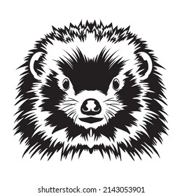 Hedgehog face vector iilustration in hand drawn style, perfect for tshirt and mascot design 