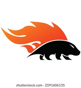 hedgehog fire logo simple minimalist illustration vector