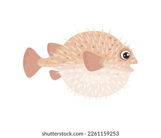 Hedgehog fish isolated. Cute sea animal. Vector cartoon simple illustration.