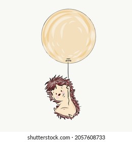 hedgehog flies in a balloon