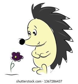 Hedgehog and a flower vector  