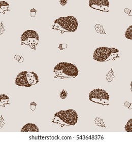 hedgehog forest animals pattern
