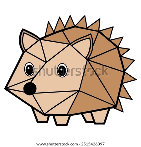 Hedgehog in geometric shapes on white 