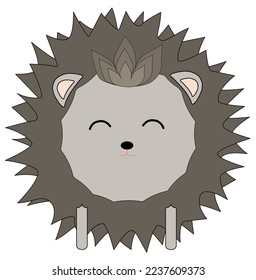Hedgehog gray forest beast print for children colouring sheets contour vector print in the children's room