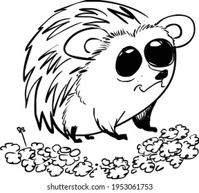 Hedgehog hand drawn illustration vector isolated