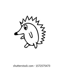 Hedgehog hand drawn in simple scandinavian doodle style. Element for the decor and design