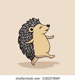 Hedgehog Happy Walking Cartoon Cute Porcupine