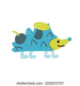 Hedgehog with harvest on it's back. Vector doodle illustration