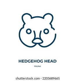 Hedgehog head icon. Linear vector illustration from fauna collection. Outline hedgehog head icon vector. Thin line symbol for use on web and mobile apps, logo, print media.