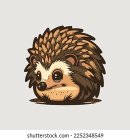 Hedgehog head logo design template vector illustration on isolated background. Cute cartoon hedgehog for company branding