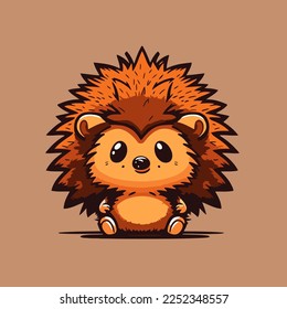 Hedgehog head logo design template vector illustration on isolated background. Cute cartoon hedgehog for company branding