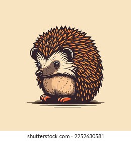 Hedgehog head logo design template vector illustration on isolated background. Cute cartoon hedgehog for company branding