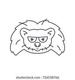 hedgehog head vector line icon, sign, illustration on background, editable strokes