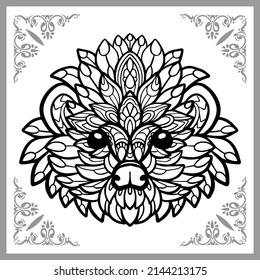 hedgehog head zentangle arts, isolated on white background