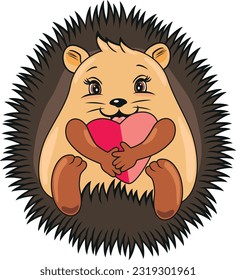 Hedgehog hugs the heart. Vector
