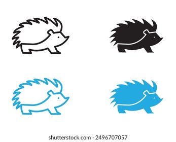 Icono de erizo signo de contorno de Vector blanco y negro