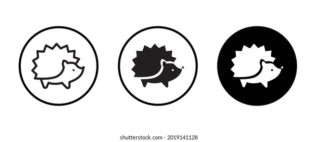 Hedgehog-Symbol-Schaltfläche, Vektorsymbol, Zeichen, Symbol, Logo, Illustration, bearbeitbarer Strich, flacher Designstil einzeln auf Weiß