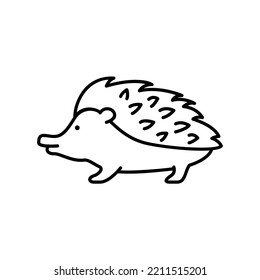 Hedgehog icon for cute pet or wild animal in black outline style