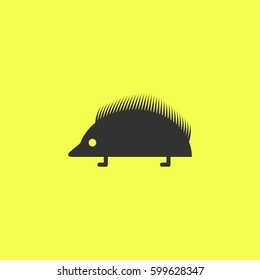 Hedgehog icon flat. Black pictogram on white background. Vector illustration symbol and bonus button