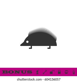 Hedgehog icon flat. Black pictogram on white background. Vector illustration symbol and bonus button