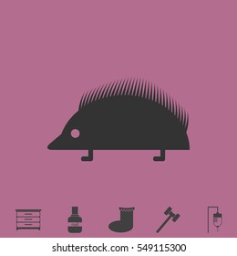 Hedgehog icon flat. Simple vector grey pictogram and bonus symbol