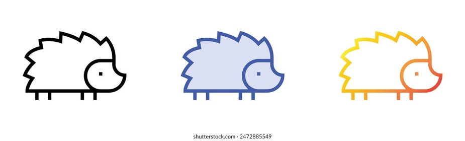 hedgehog icon. Linear, Blue Fill and Gradient Style Design Isolated On White Background