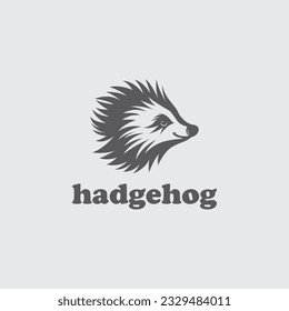 hedgehog icon logo design template. Monochrome hedgehog head from the side logo vector illustration