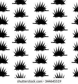 Hedgehog icon seamless pattern on white background. Vector illustration. 