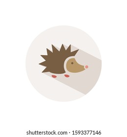 Hedgehog. Icon with shadow on a beige circle. Fall vector illustration