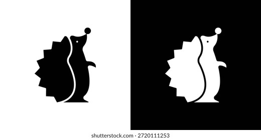 Icono de erizo ilustraciones gráficas planas simples. Vector de silueta blanco y negro