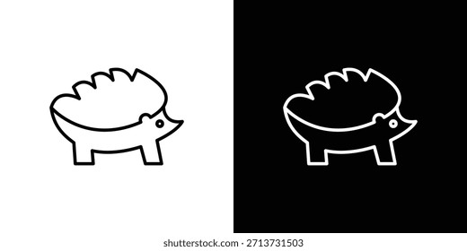 Icono de erizo. Símbolo plano simple. Ilustración de pictograma de contorno negro perfecto