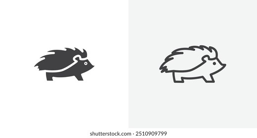Hedgehog icon in solid and outlined style