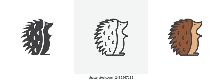 Hedgehog icon symbol collection on white background.