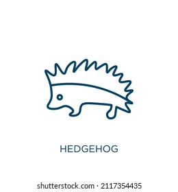 hedgehog icon. Thin linear hedgehog outline icon isolated on white background. Line vector hedgehog sign, symbol for web and mobile