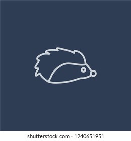 Hedgehog icon. Trendy flat vector line Hedgehog icon on dark blue background from animals collection. 